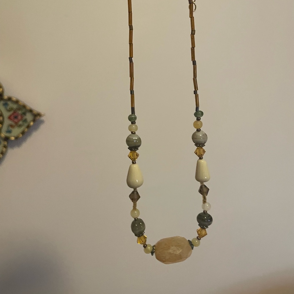 Y2K Brown glass Beaded necklace